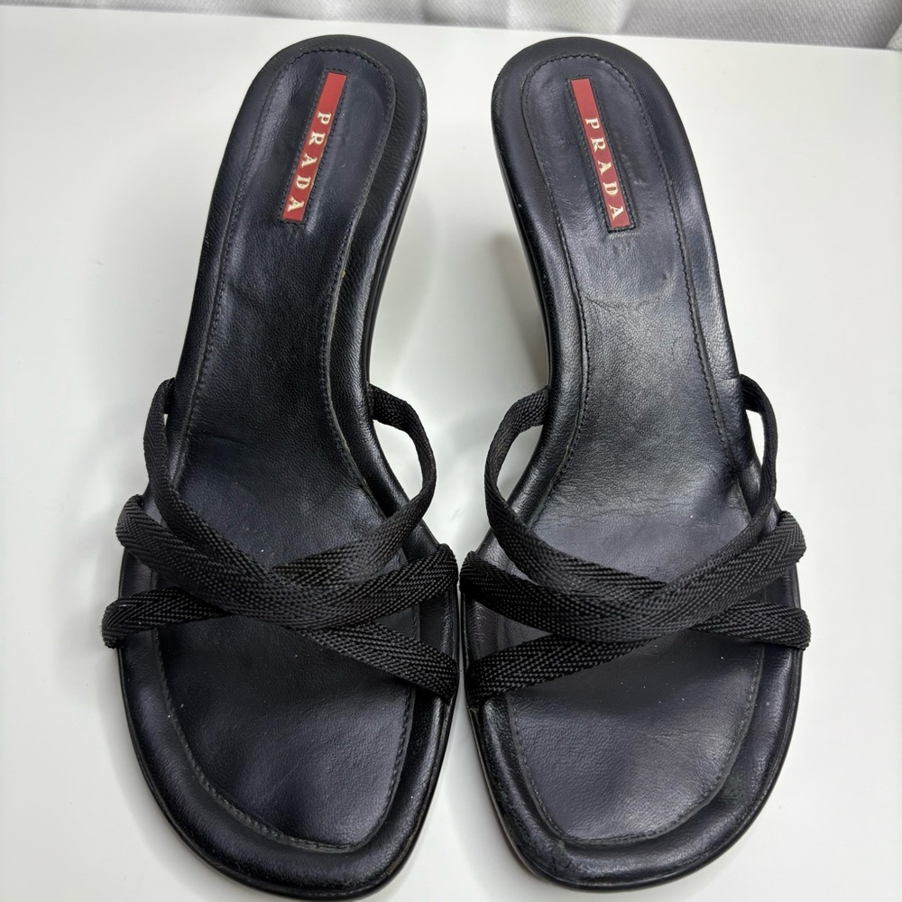Prada Black Strappy Heels
